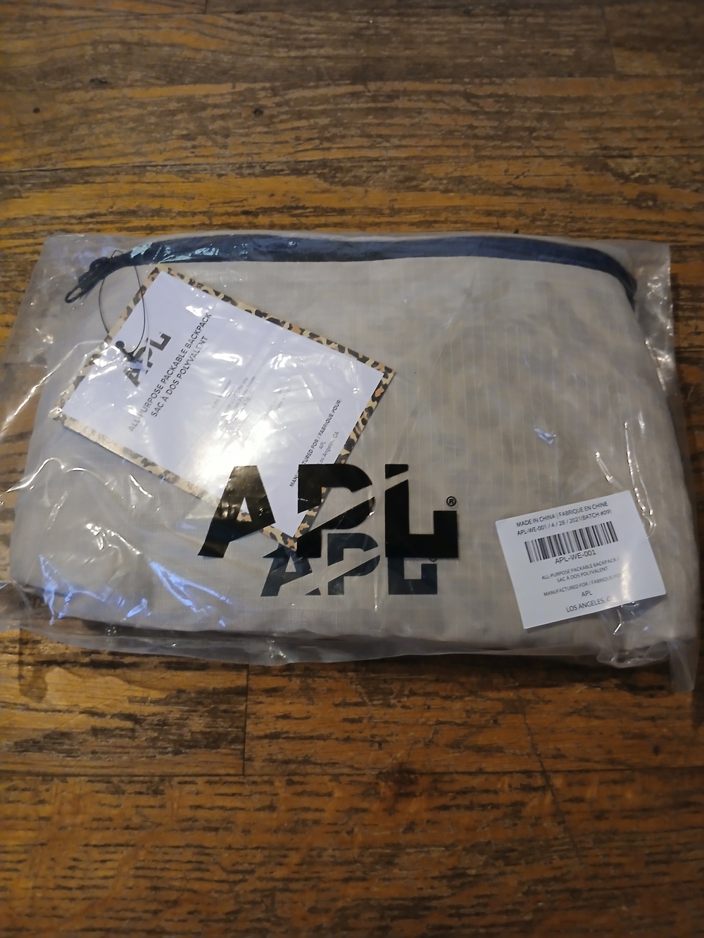 NWT APL Cream Zip Pouch with Navy Trim